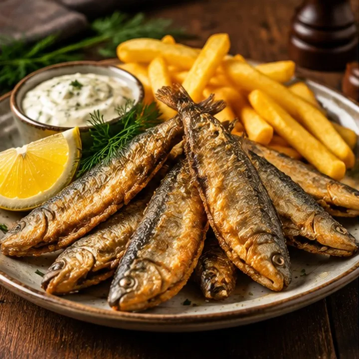 Petits harengs de la Baltique frits et frites