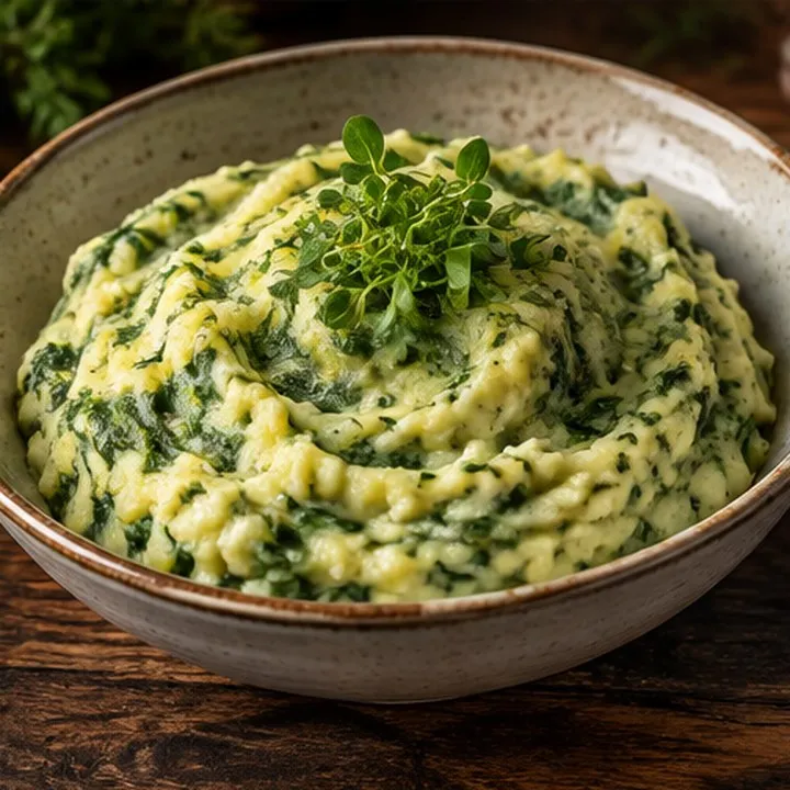 Purée de pommes de terre aux épinards