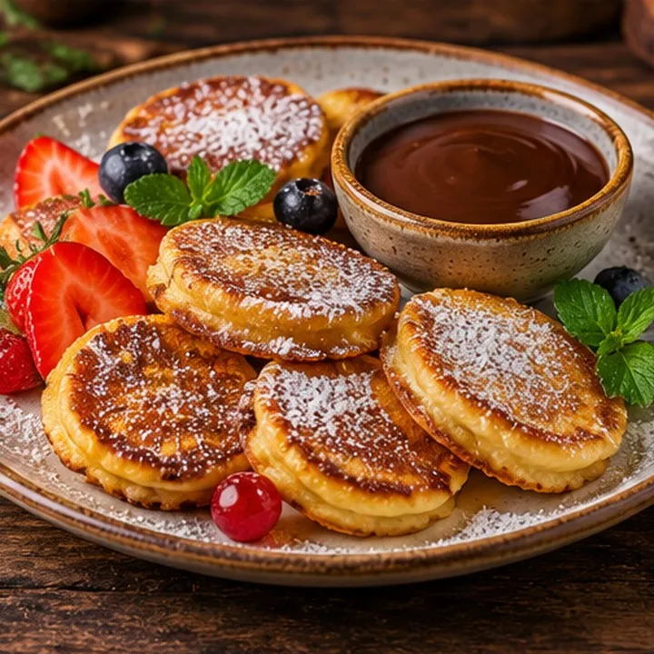 Mini-crêpes, sauce chocolat