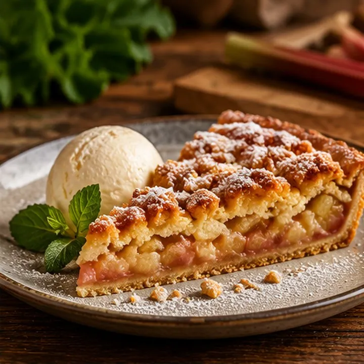 Tarte à la rhubarbe, glace à la vanille
